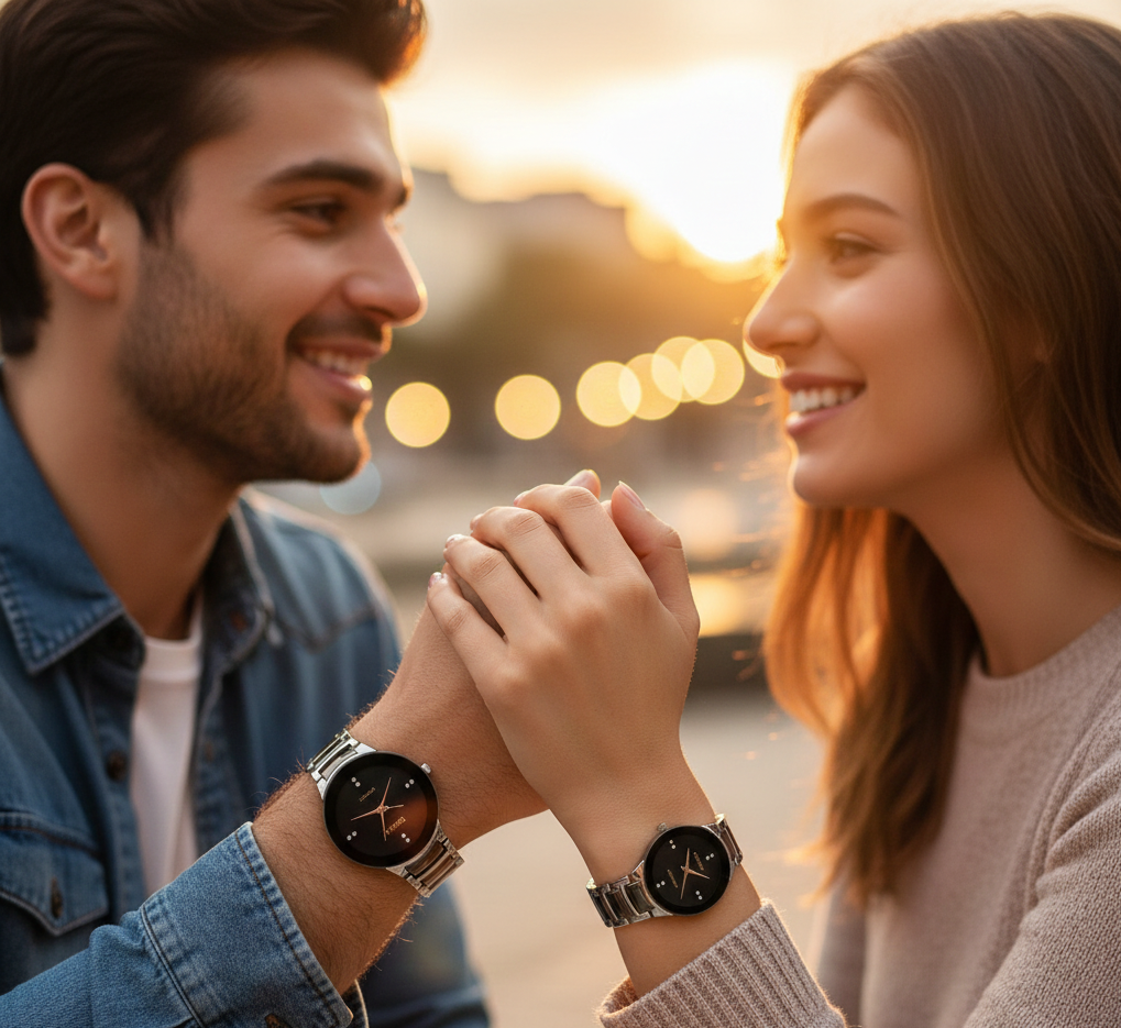 POSITIF Couple Watch – Elegant Matching His & Her Timepieces | Stylish Pair Gift For Lovers, Anniversary & Special Occasions