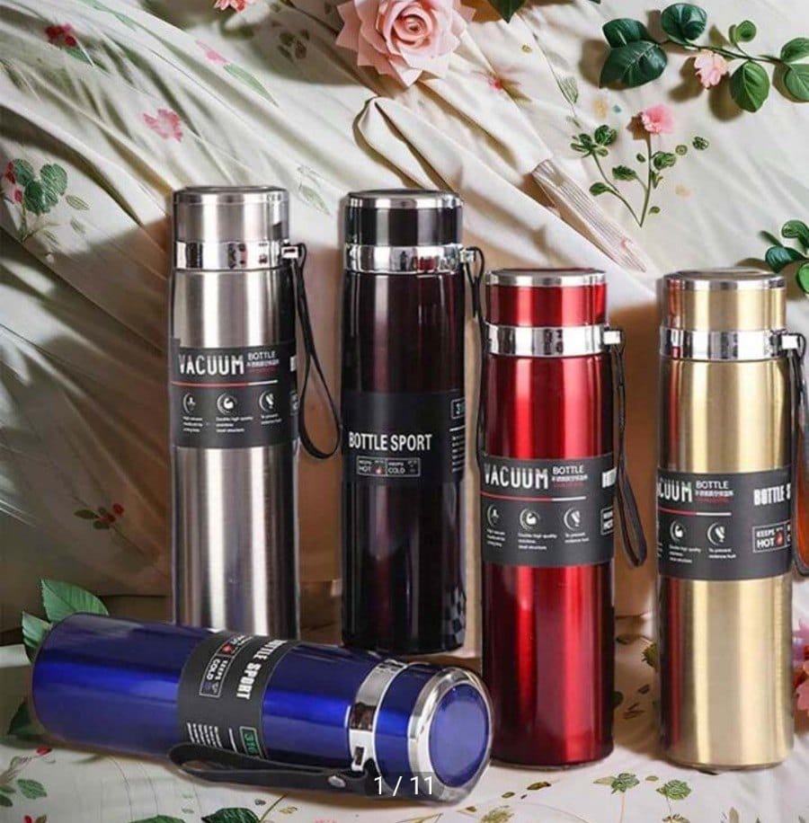 Slim Stainless Steel Water Bottle Premium Quality Long Lasting Insulation Leakproof Design For Hot And Cold Drinks | Random Color | 1000ml