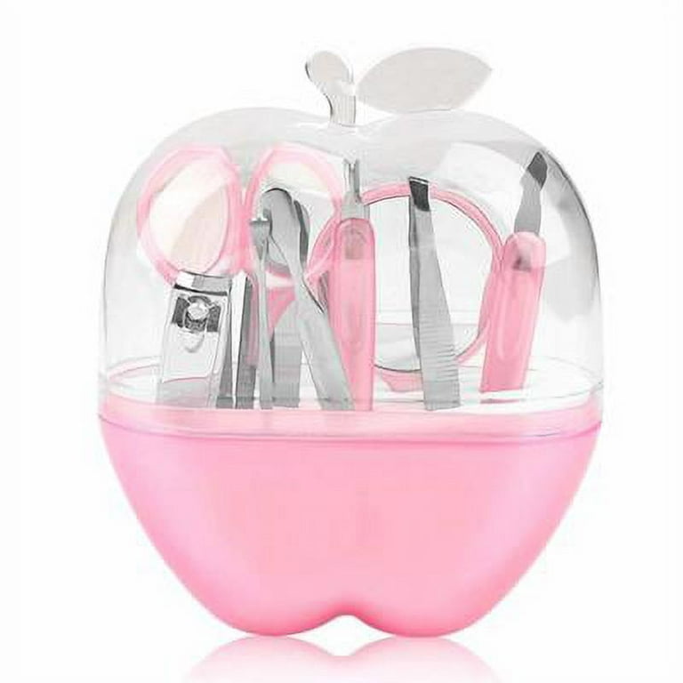 8 Pcs Apple Manicure Set ABS Plastic Mani Pedi Kit | Pink Colour