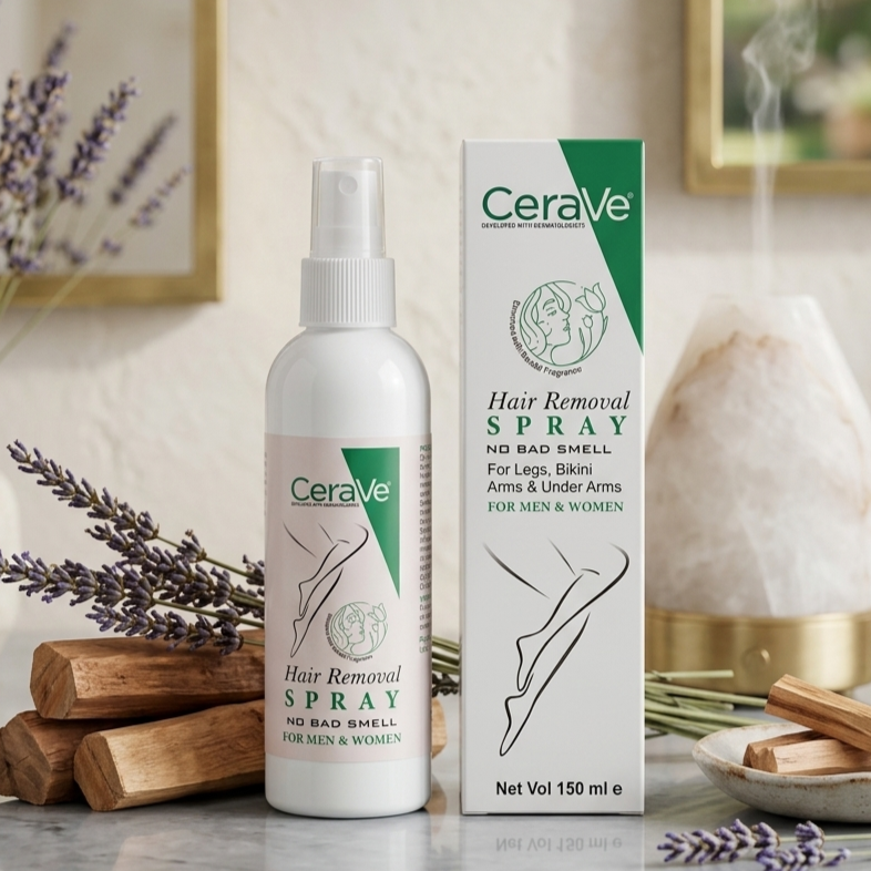 Green CeraVe Hair Removal Spray - Gentle Body Hair Eliminator Smooth Skin Depilatory Formula Easy Spray Skincare Product For Men And Women - 150ML
