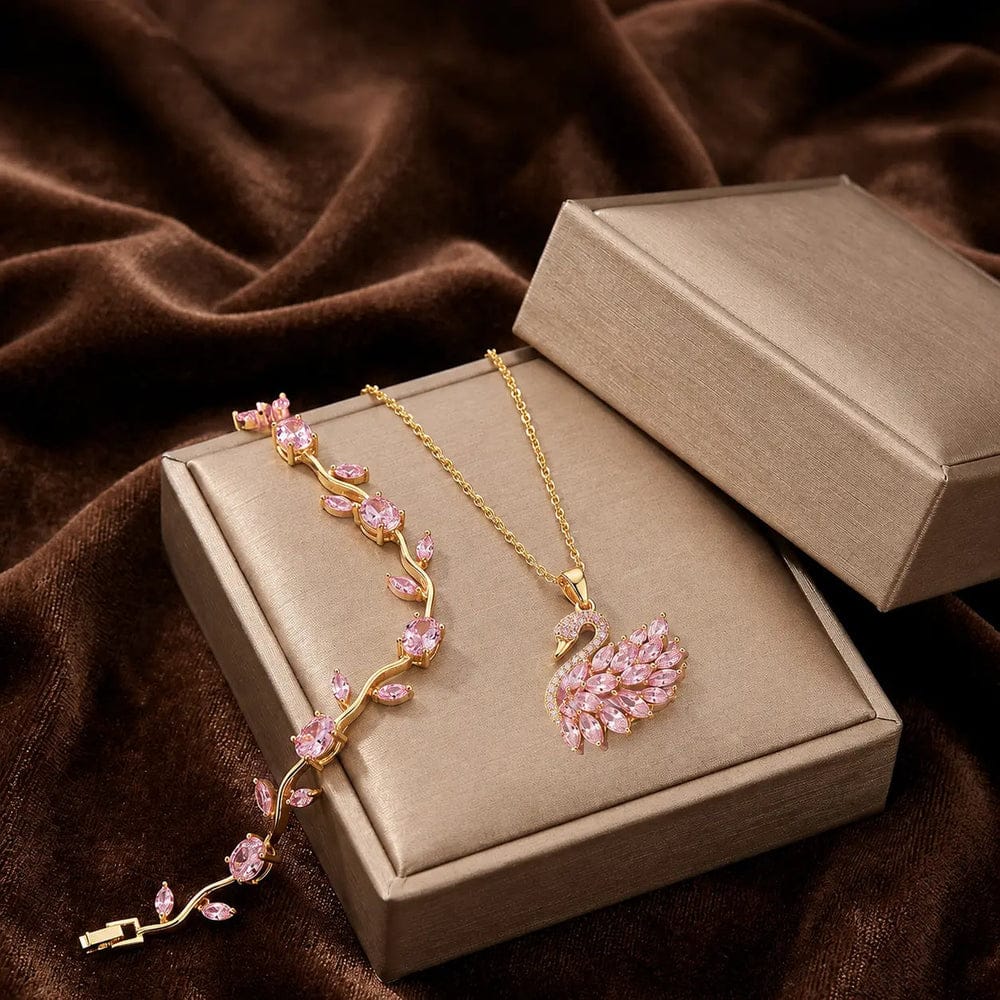 Tulip Bracelet With Swan Necklace Stainless Steel Durable Comfortable Stylish Affordable Practical Choice Reliable Performance