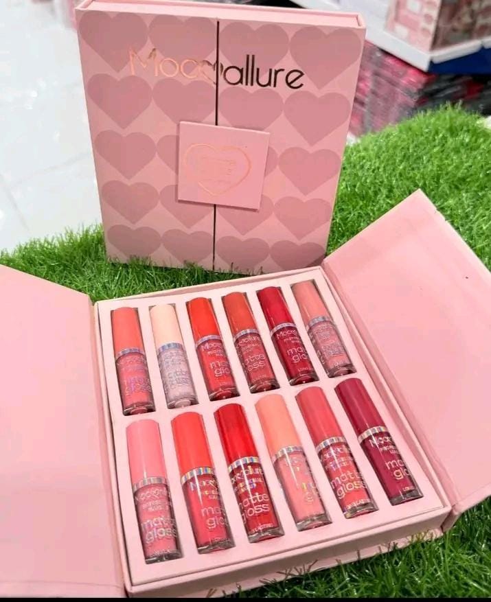 12 Pcs Mocallure High Pigmented Velvet Lip Gloss Set | Long Lasting Multicolor Liquid Lipstick Collection