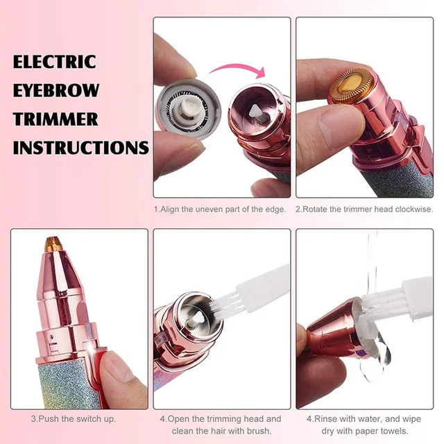 2in1 Electric Eyebrow Trimmer and Shaver Rechargeable Hair Remover for All Parts Use in Pen Flawless Hair Remover Rechargeable Painless Precision Eyebrow Trimmer and Eyebrow Razor Tool with LED Light for Face Lips Nose Chin Arm