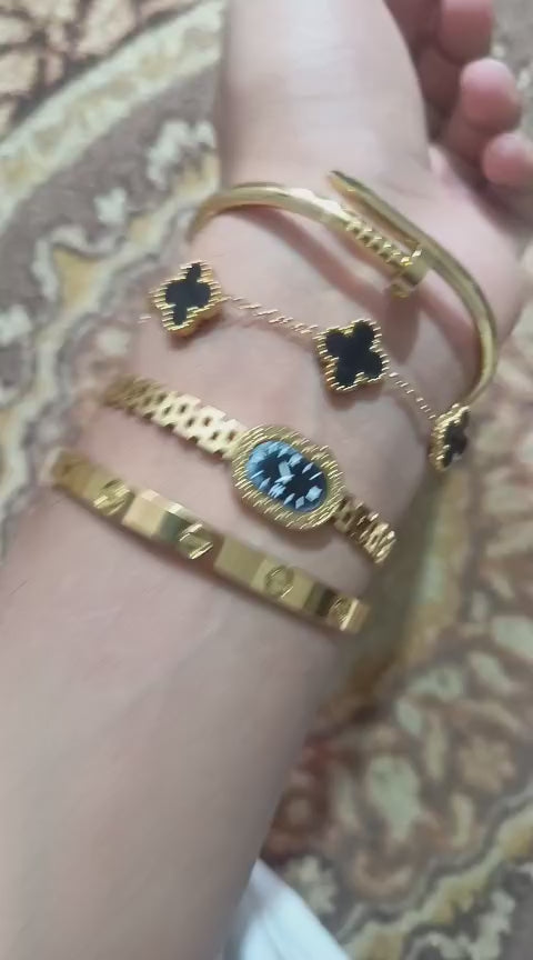 Stainless Steel 4 Piece Bracelet, Watch And Bangle Combo - Jewelry Product Designed For Styling And Daily Outfit Routine