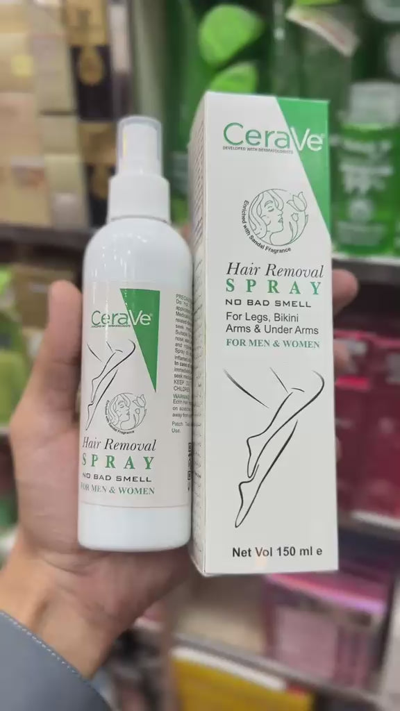 Green CeraVe Hair Removal Spray - Gentle Body Hair Eliminator Smooth Skin Depilatory Formula Easy Spray Skincare Product For Men And Women - 150ML
