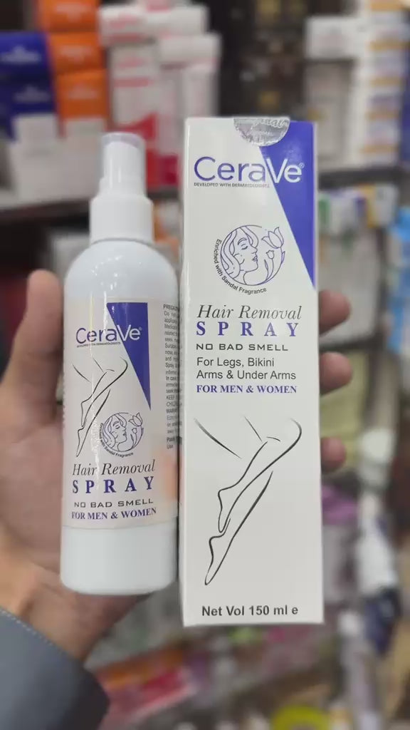 Blue CeraVe Hair Removal Spray - Gentle Body Hair Eliminator Smooth Skin Depilatory Formula Easy Spray Skincare Product For Men And Women - 150ML