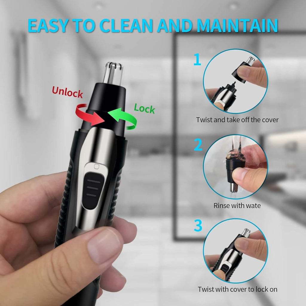 Ear Nose Hair Trimmer for Men Women USB Rechargeable Electric Facial Hair Trimmer with Dual-Edge Stainless Steel Blades